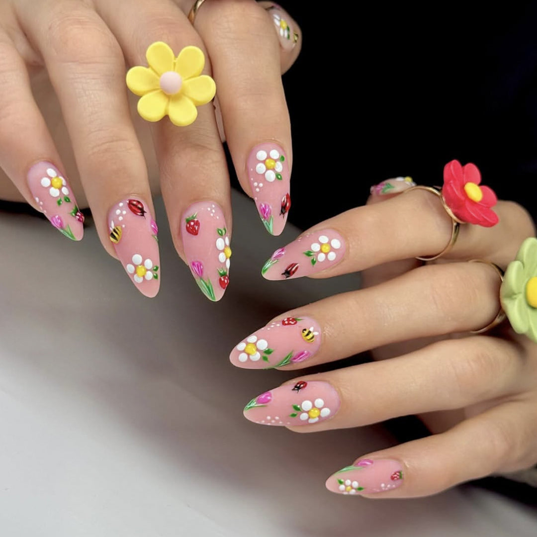 Floral-Themed Stiletto Nail Art Kalsten