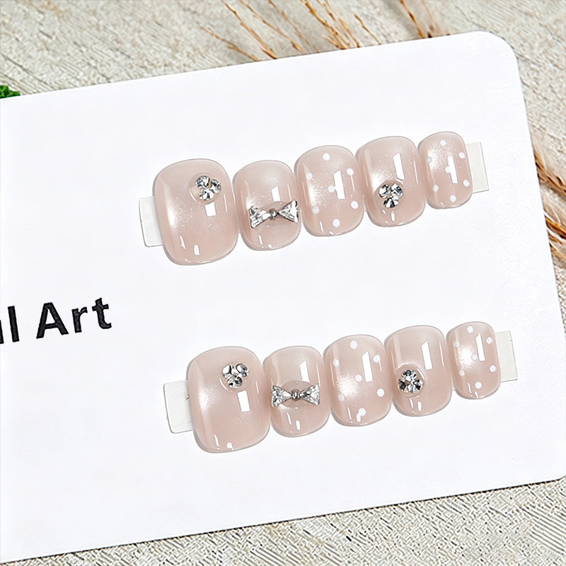 Artificial nail set with elegant glitter and crystal decorations Kalsten