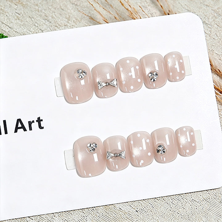 Artificial nail set with elegant glitter and crystal decorations Kalsten