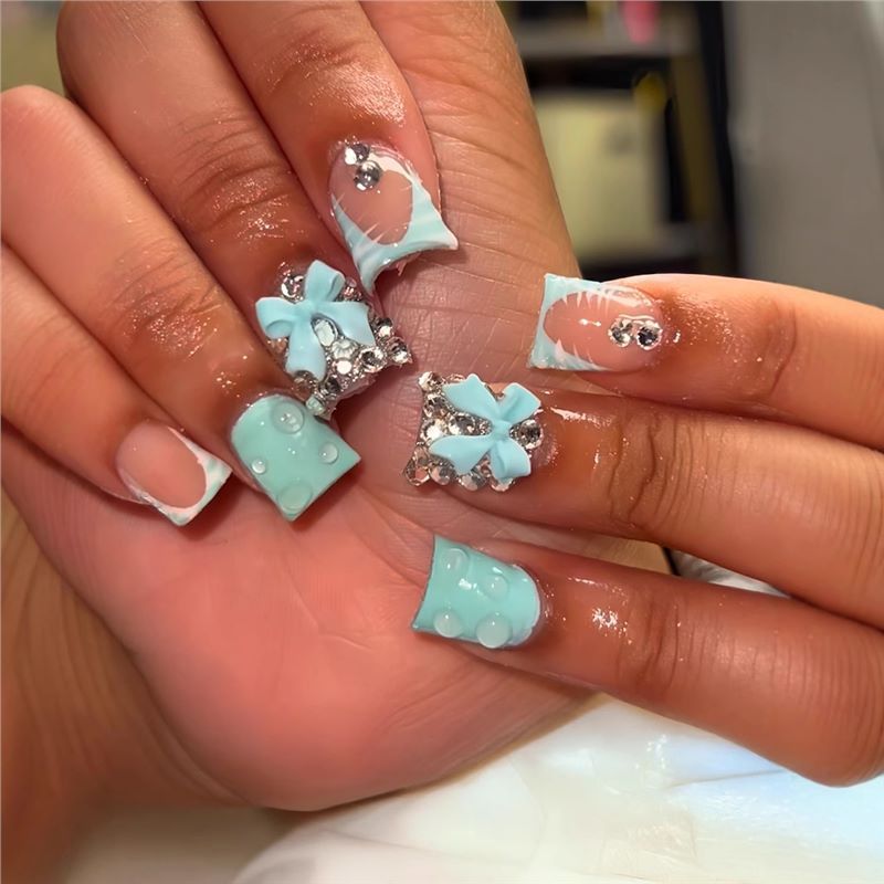 Decorative Nail Art Set with 3D Bows and Gems Kalsten