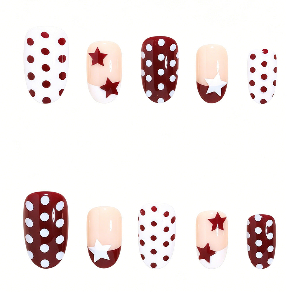 Artistic Star and Polka Dot Press-On Nail Set Kalsten