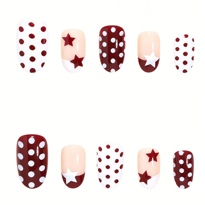 Artistic Star and Polka Dot Press-On Nail Set Kalsten