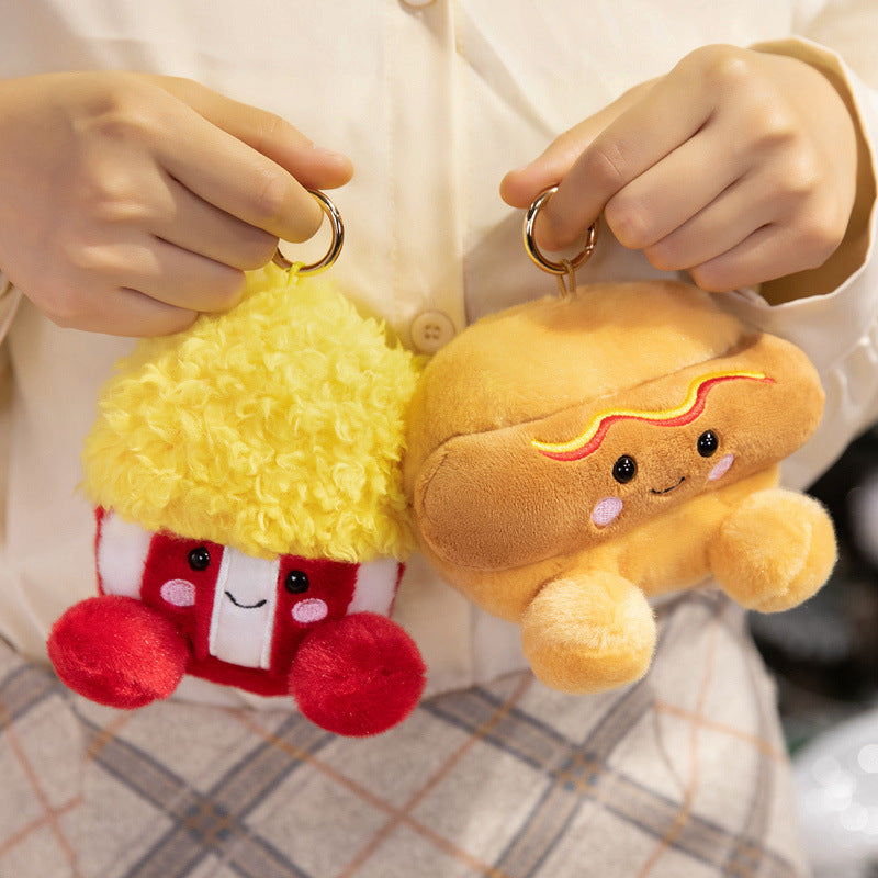 Plush Star-Shaped Keychain Charm with Embroidered Smile and Metal Ring Kalsten