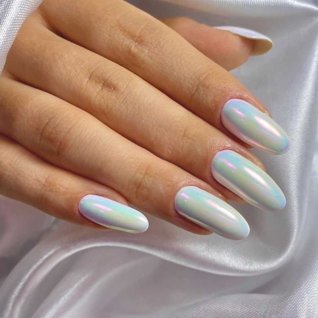 Iridescent Almond-Shaped Press-On Nails Kalsten