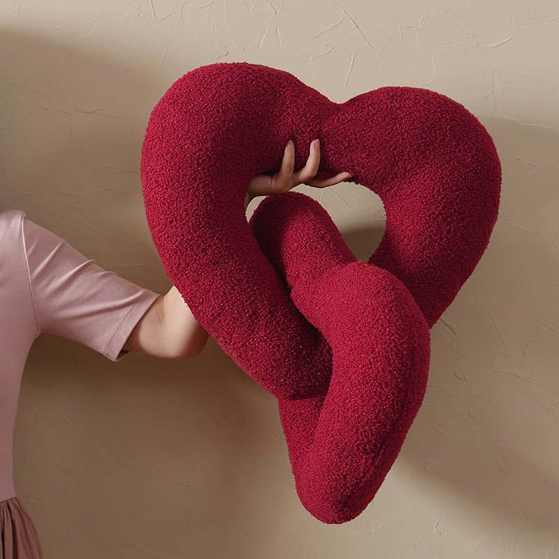 Double twisted heart cuddle pillow with bouclé plush cover Kalsten