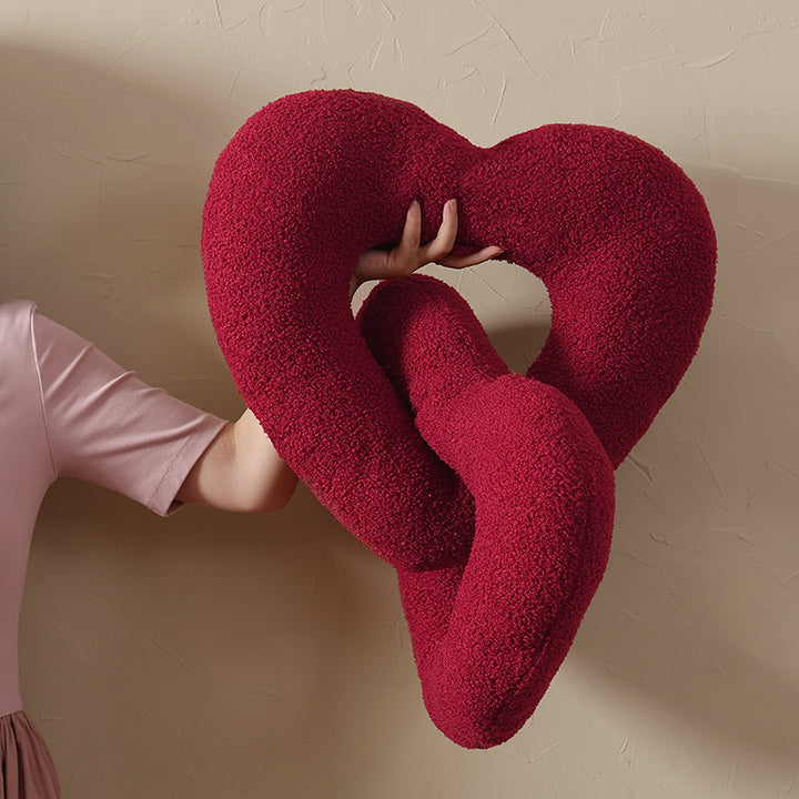 Double twisted heart cuddle pillow with bouclé plush cover Kalsten