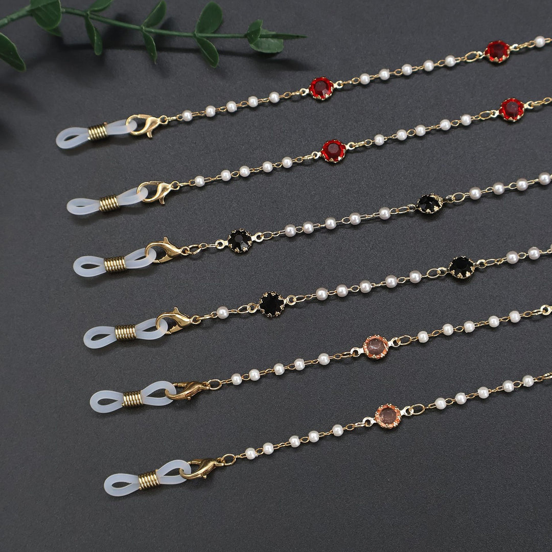 Elegant Pearl and Crystal Eyewear Chain Kalsten