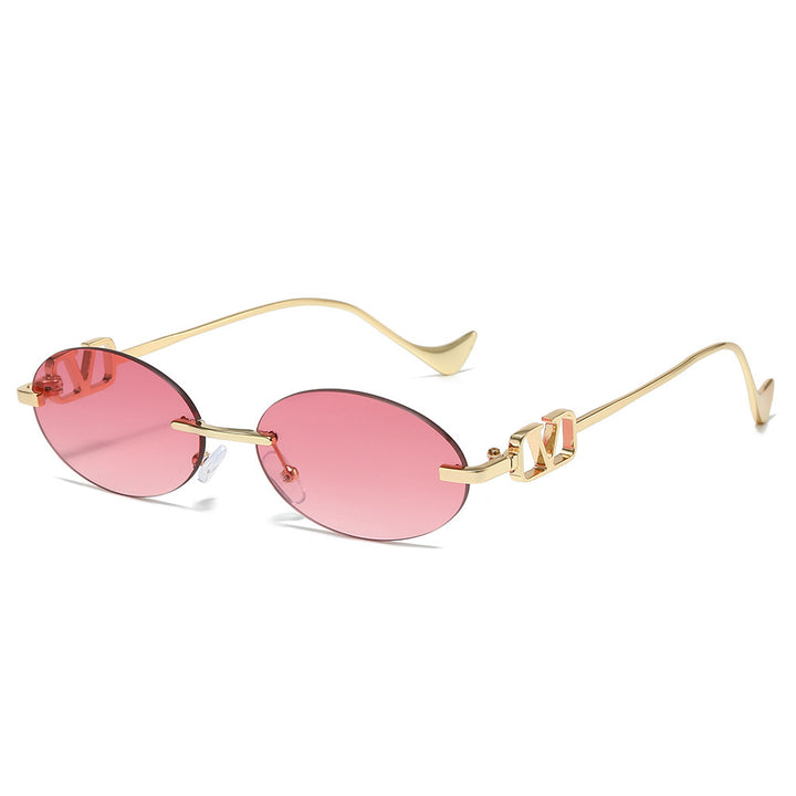 Stylish Oval Frame Sunglasses with Decorative Accents Kalsten