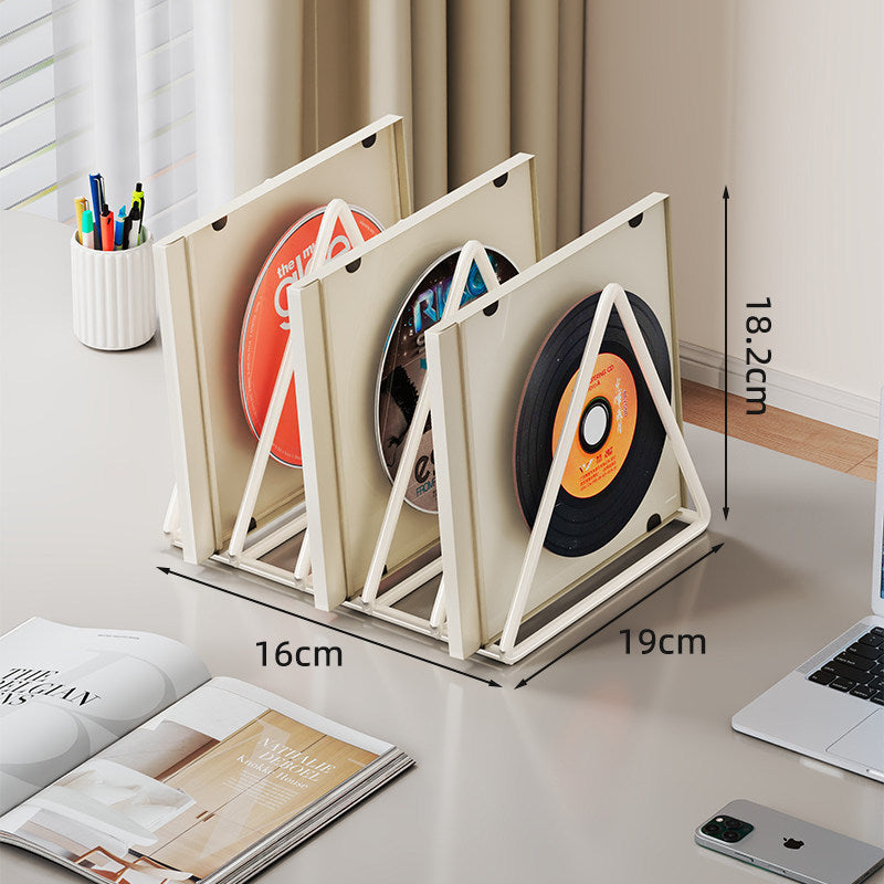 Triangular Metal Desktop Vinyl and LP Divider Organizer with Non-Slip Base