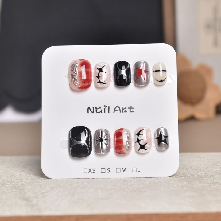 Artistic Star-Embellished Press-On Nail Set Kalsten