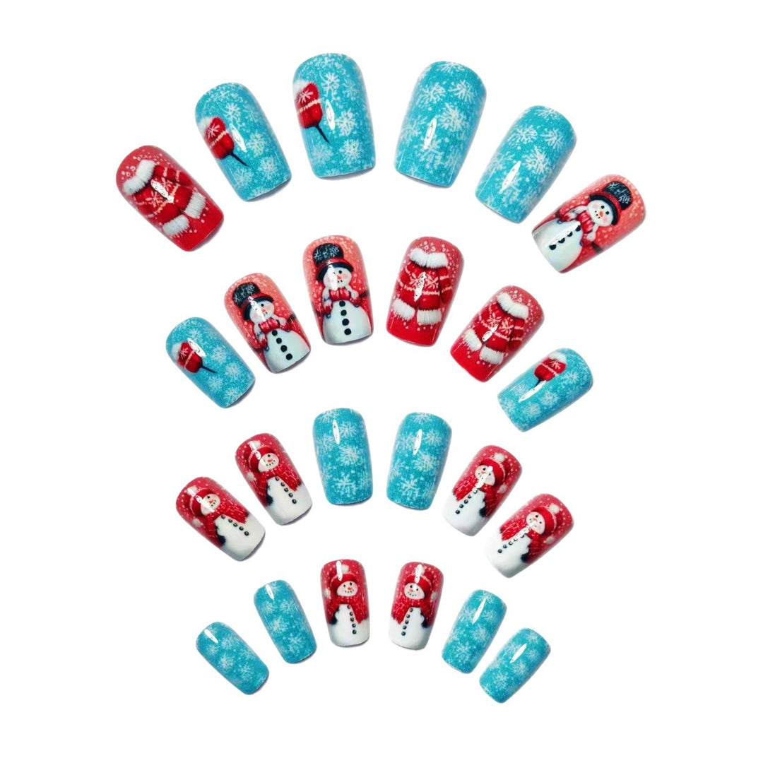 Artificial Nails in Winter Snowman Design Kalsten