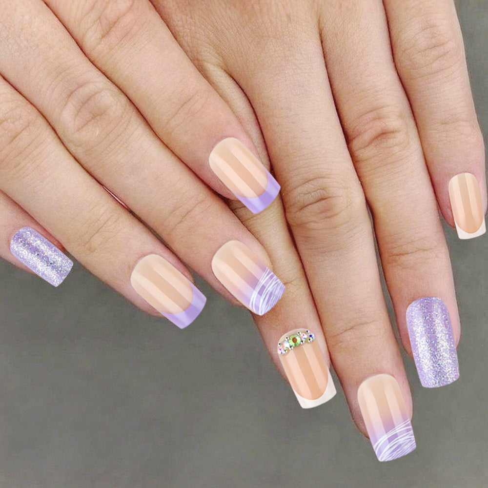 Elegant Press-On Nail Art Set with Glamorous Glitter Accents Kalsten