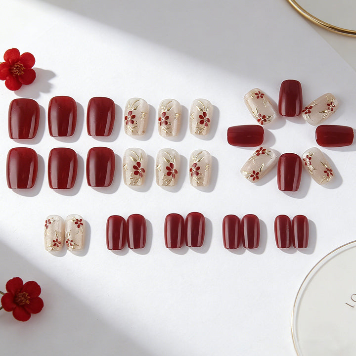 Elegant Floral Press-On Nail Set Kalsten