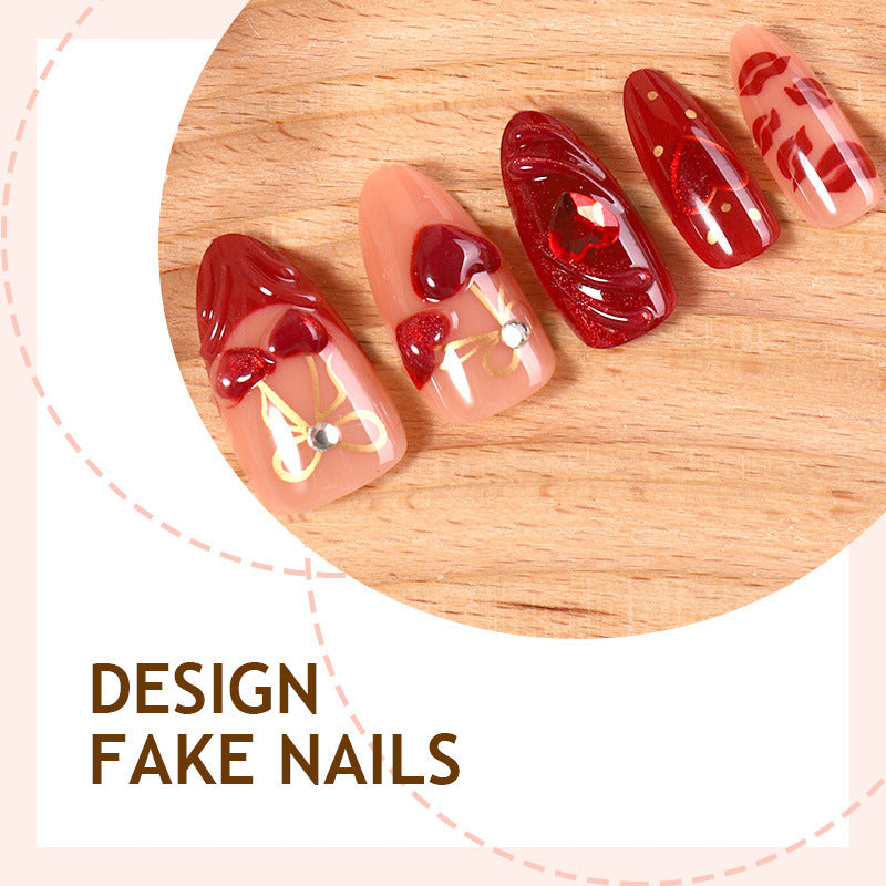 Creative nail art set with elegant hearts and delicate designs Kalsten
