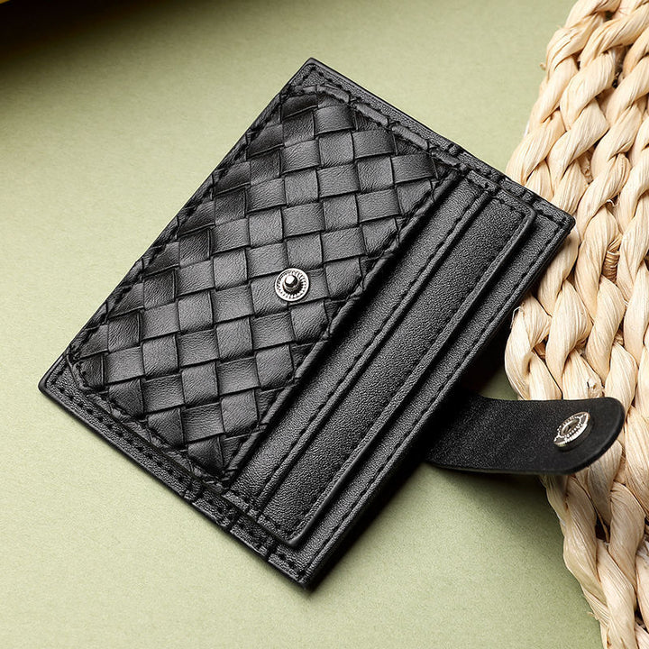 Braided Leather Card Holder Wallet Kalsten
