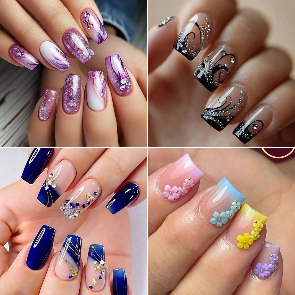 Spring-like nail art with flower appliqués Kalsten