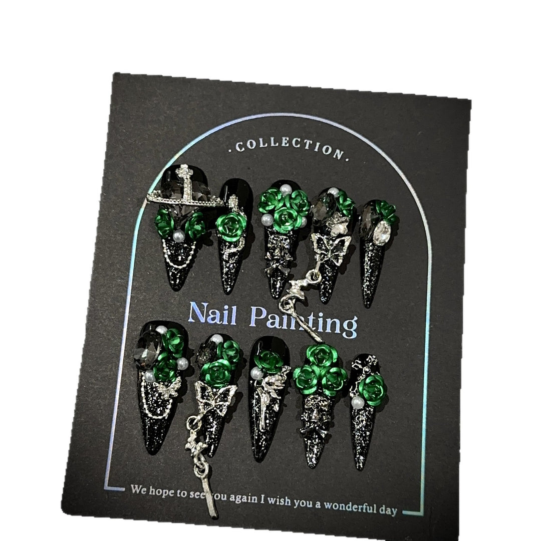 Elegant Gothic-Inspired Nail Art Set