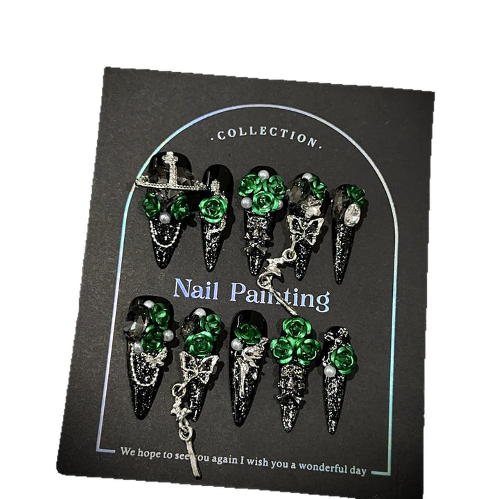 Elegant Gothic-Inspired Nail Art Set