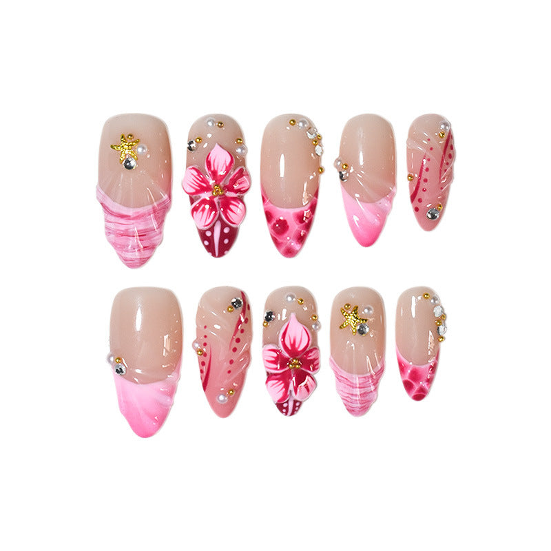 Decorative Floral Press-On Nail Art Kalsten