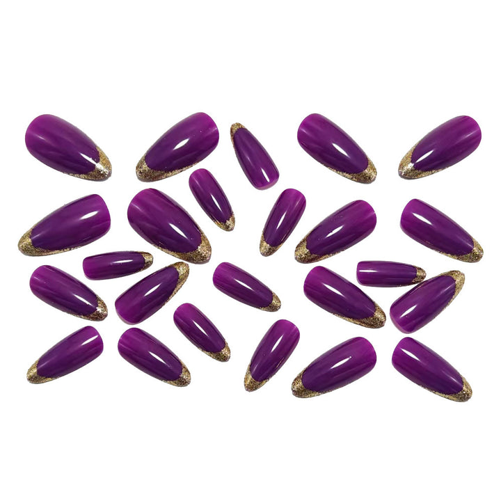 Glamorous artificial nails with shiny and glittery tips Kalsten