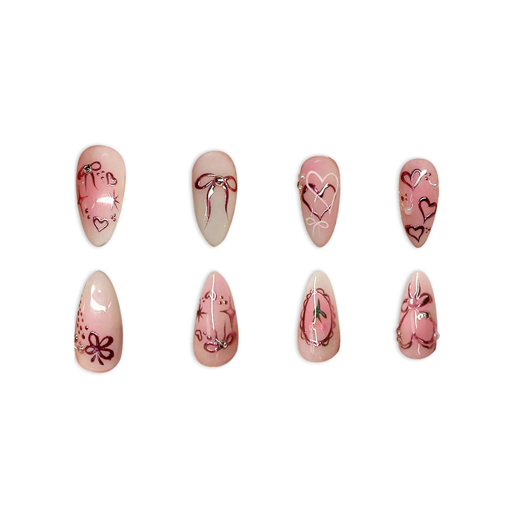 Decorative Heart-Themed Press-On Nail Art Kalsten