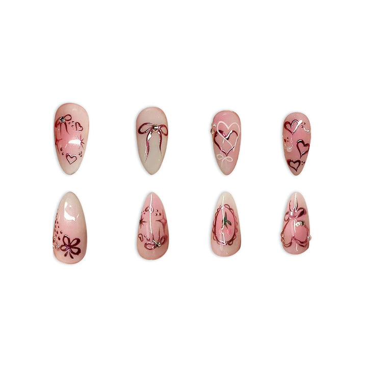 Decorative Heart-Themed Press-On Nail Art Kalsten