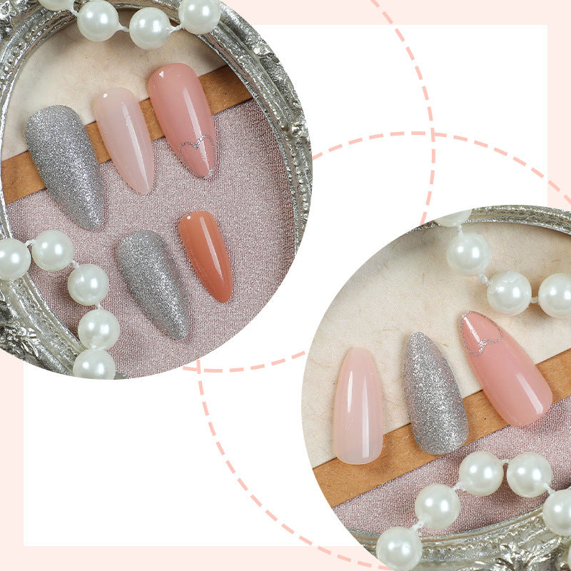Acrylic nail set with heart and glitter design Kalsten