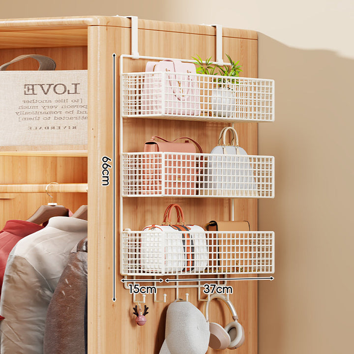 Over-the-Door Multi-Tier Metal Grid Hanging Storage Organizer