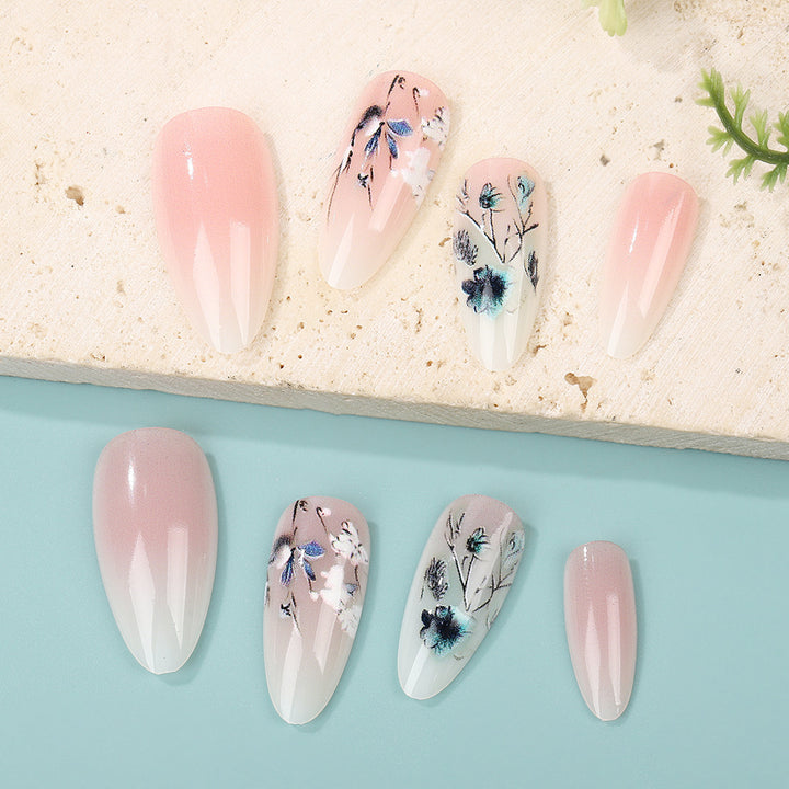 Artificial nails with flower design and shine Kalsten