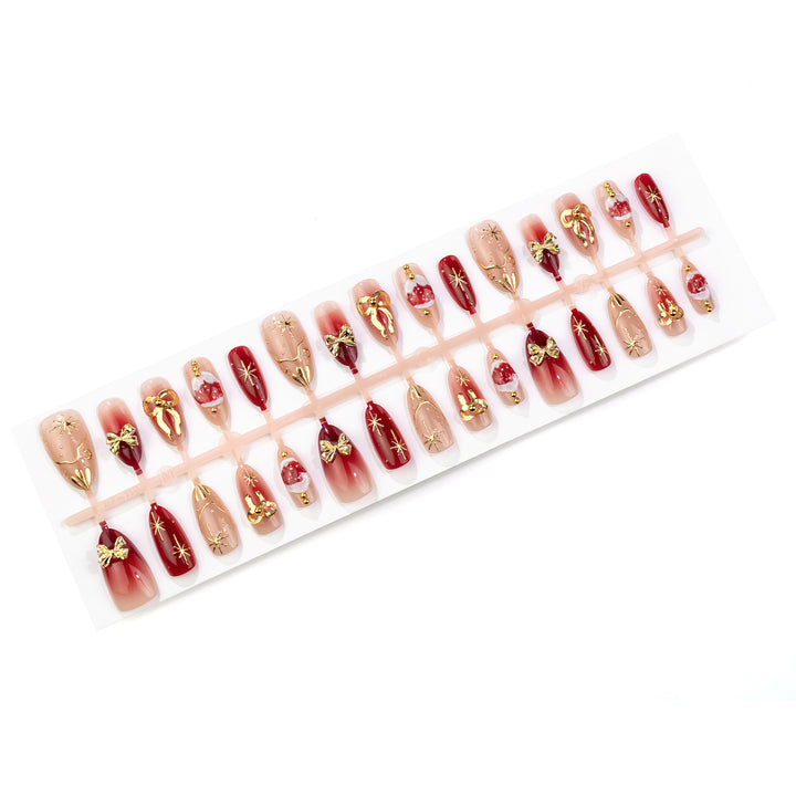 Festive Christmas-Themed Press-On Nail Art Set 1790738583