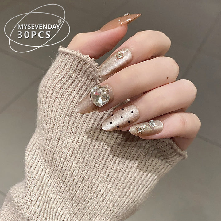 Elegant Stiletto Press-On Nail Set with Crystal Accents Kalsten