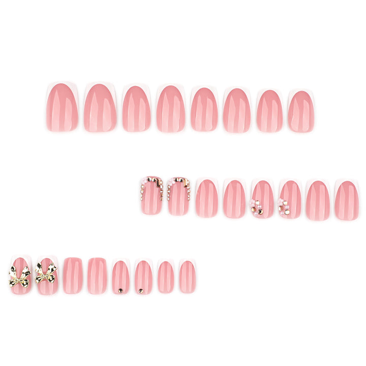 Elegant Nail Extensions with French Tips and Decorative Accents Kalsten