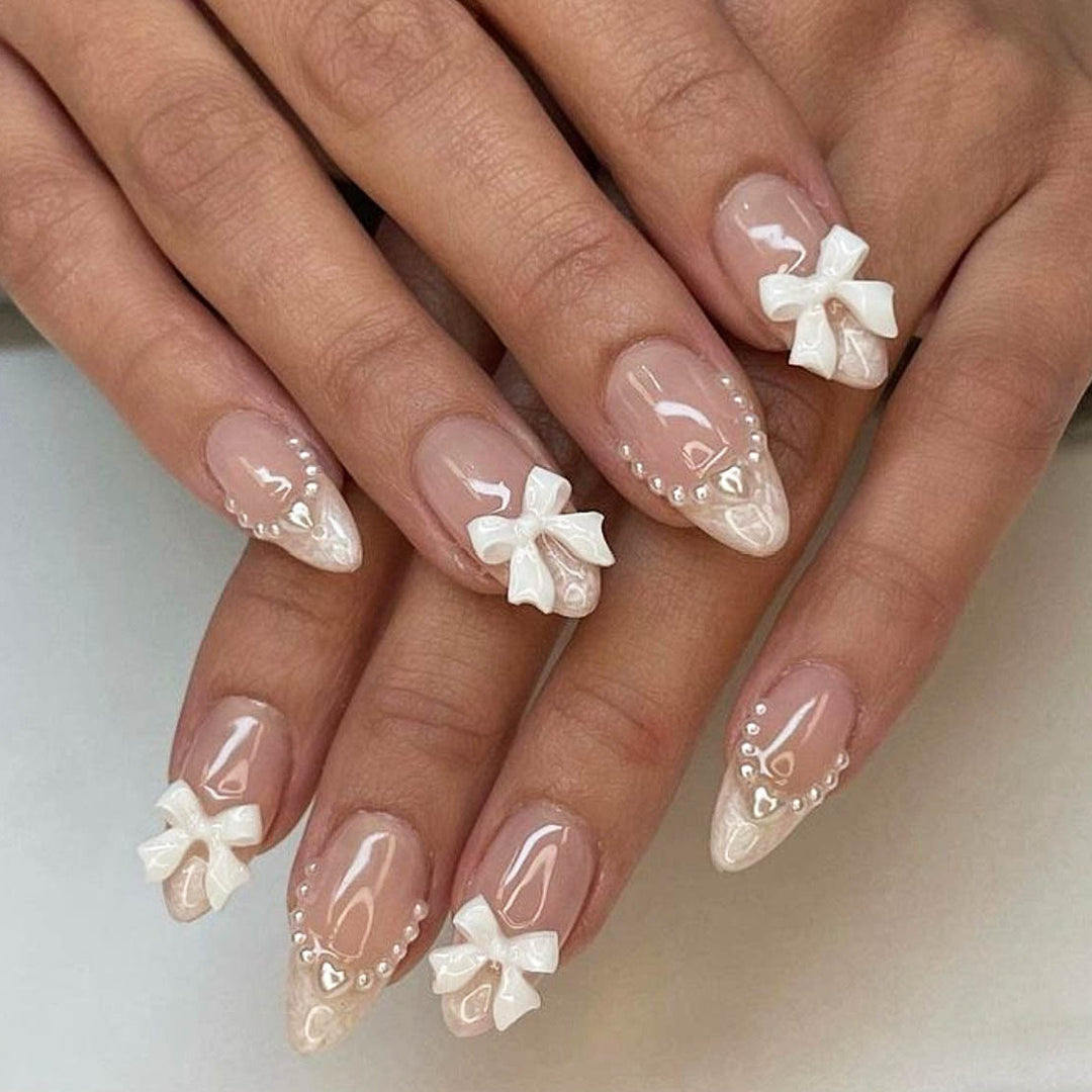 Artificial nail set with elegant bows and 3D decorations Kalsten