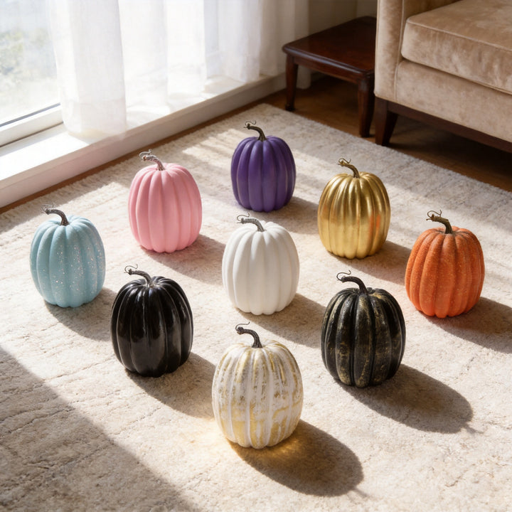 Decorative ceramic pumpkin for table and autumn decoration with glossy glaze