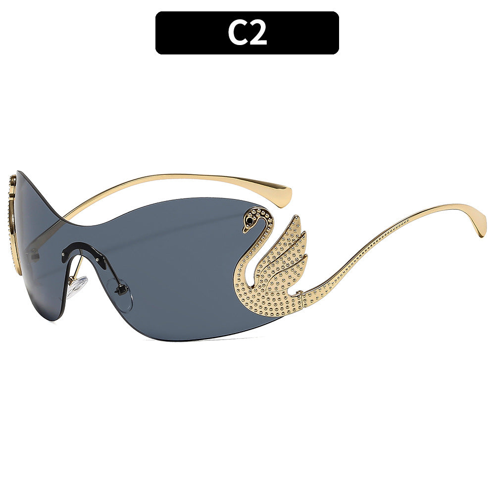 Statement Swan-Inspired Shield Sunglasses