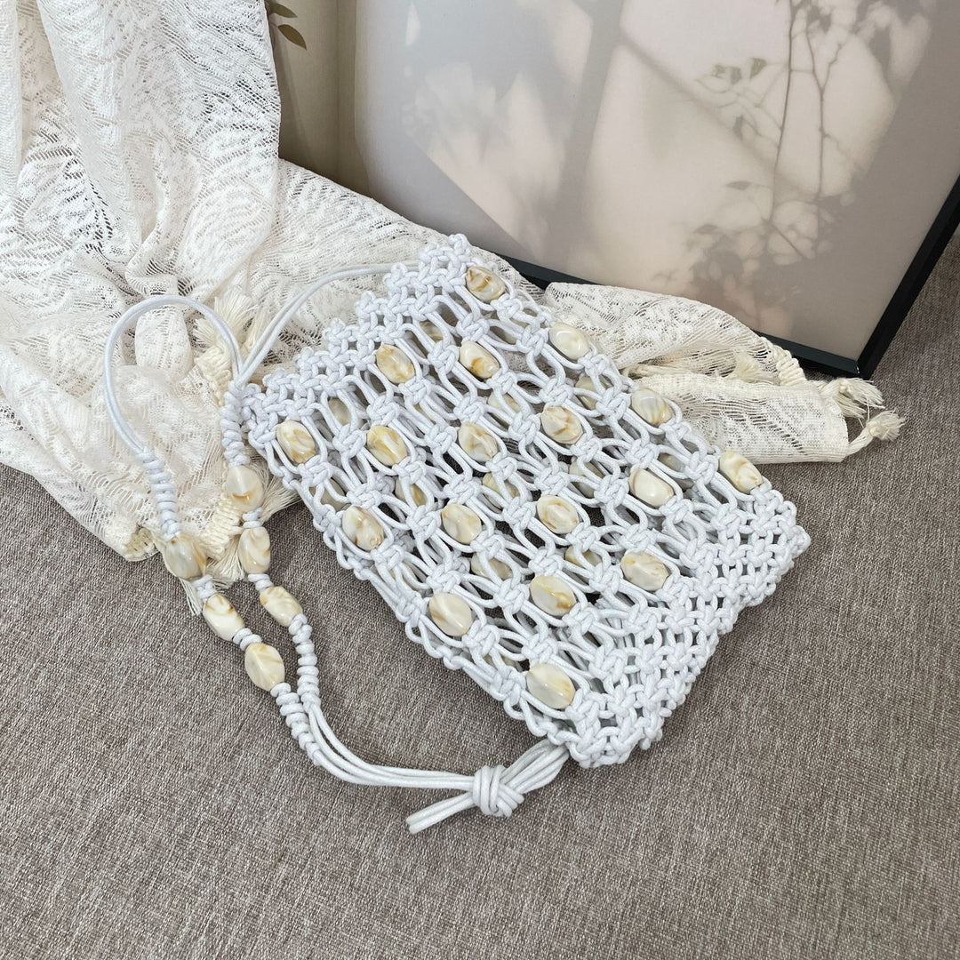 Hand-knotted shoulder bag with shells Kalsten