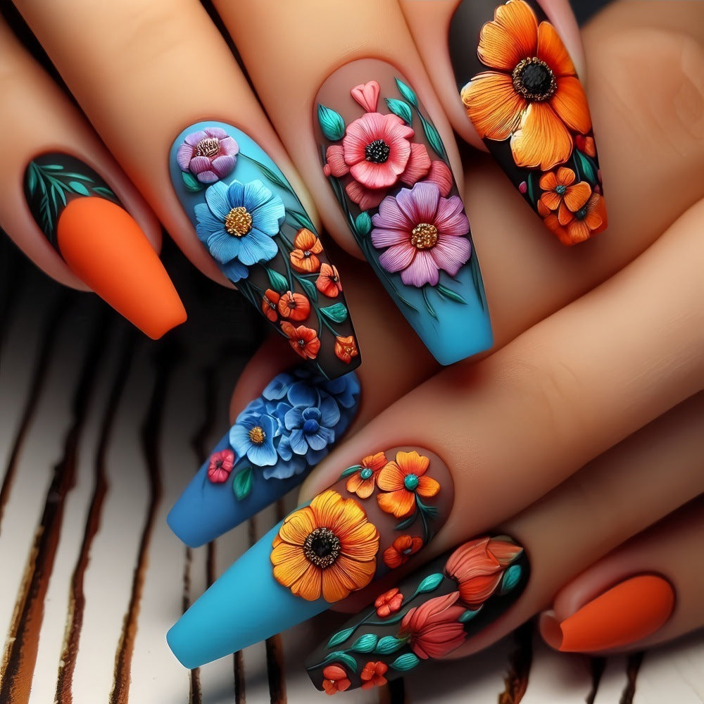 Art Nail Set with Floral Patterns Kalsten