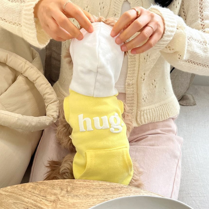Small Dog Hooded Pullover Sweater with Kangaroo Pocket Appliqué Lettering