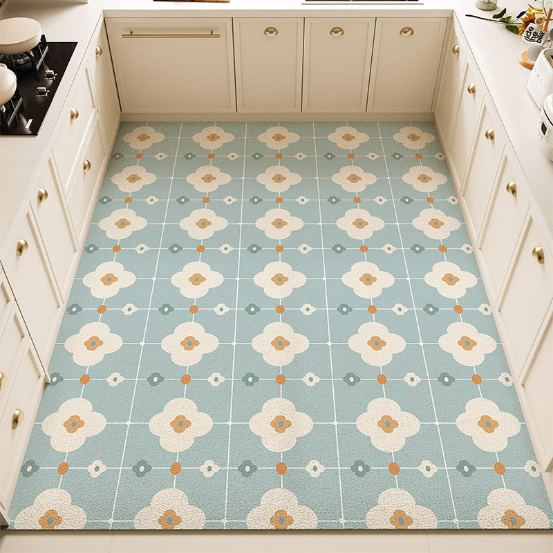 Floral Pattern Kitchen Rug