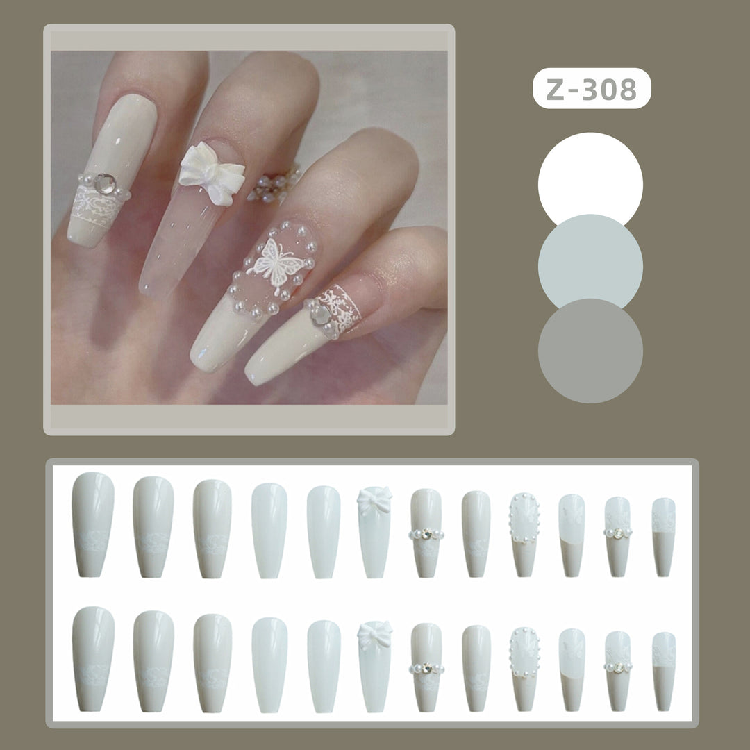 Elegant Decorative Press-On Nail Art Set with Butterfly Accents