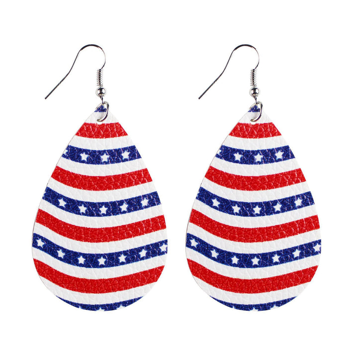 Women's nan teardrop-shaped faux leather earrings with star and stripe print Kalsten