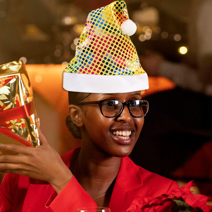 Glittering Christmas hat with plush trim