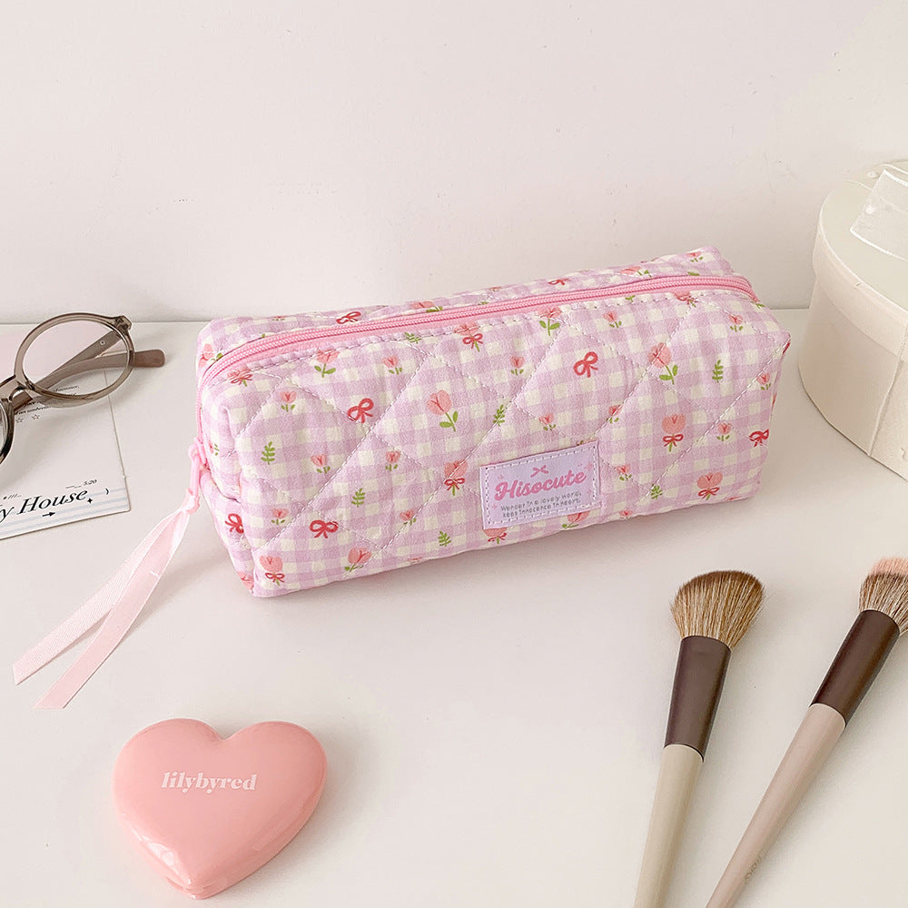 Quilted Floral Pattern Pencil Case