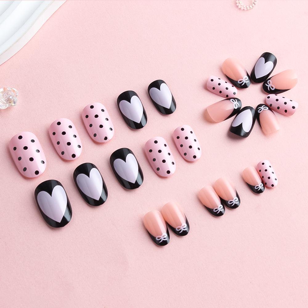 Artistic Heart-Themed Press-On Nail Set Kalsten