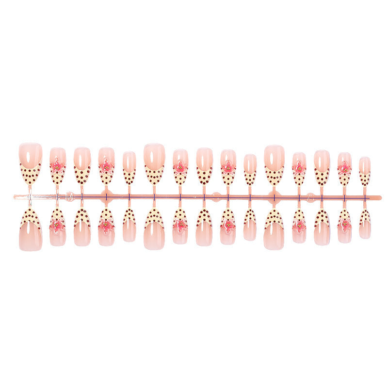 Artificial Nail Set with Floral Design and Elegant Dots Kalsten