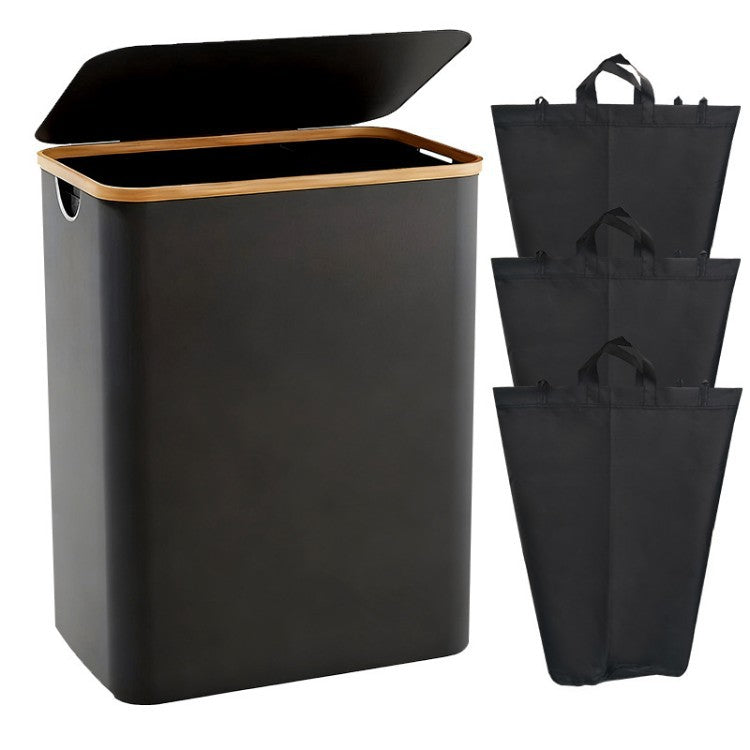Laundry separation system with bamboo lid and multiple compartments Kalsten