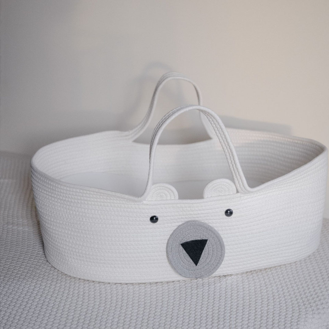 Braided Rope Storage Basket with Sturdy Handles and Decorative Felt Emblem