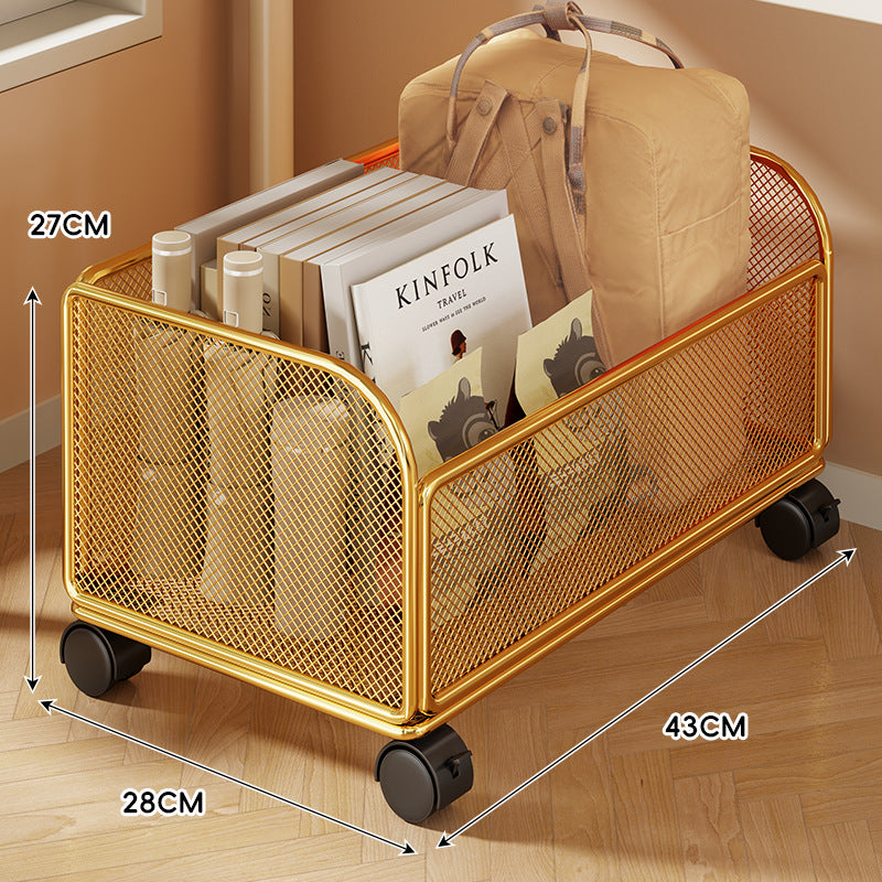 Mesh Rolling Storage Basket with Locking Swivel Casters and Ventilated Wire Frame