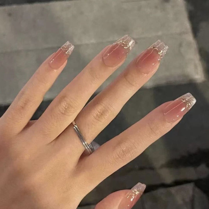 Elegant Acrylic Press-On Nails with Gold Accent Kalsten