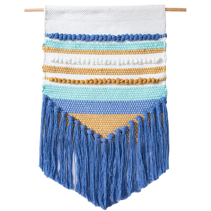 Woven wall hanging with relief stripes and long tassels Kalsten